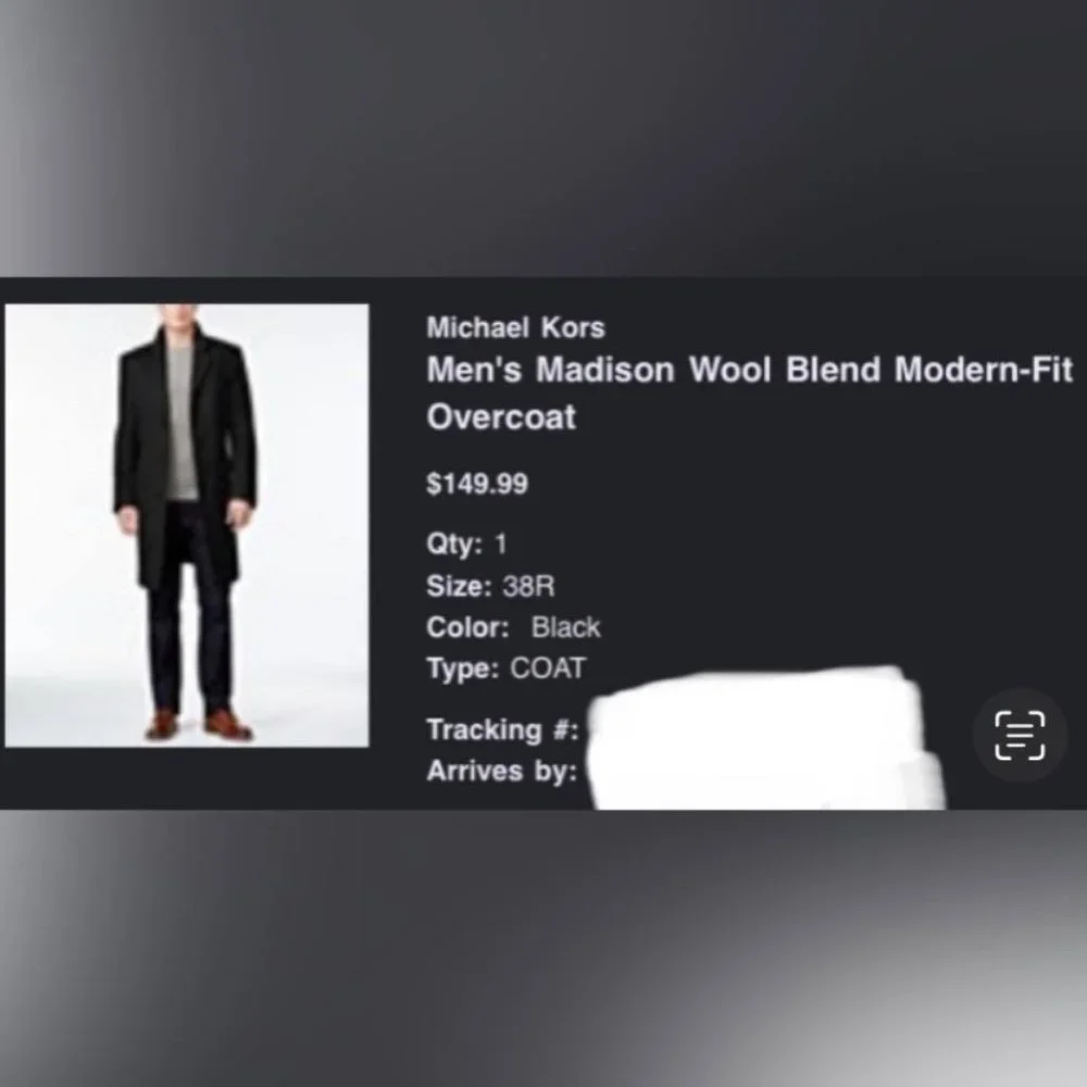 BRAND NEW NEVER WORN Michael Kors Men's Madison Wool Blend Modern-Fit Overcoat - Picture 1 of 17